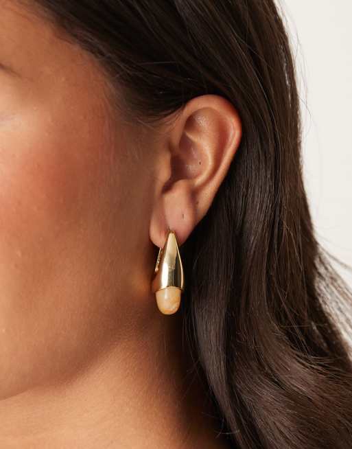 ASOS DESIGN - Edizione limitata - Orecchini pendenti dorati con pietra semipreziosa