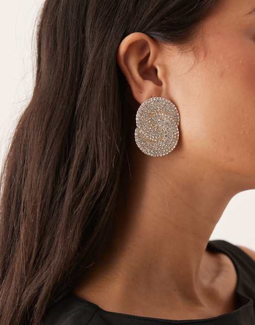 ASOS DESIGN – Edycja limitowana – Kolczyki wkrętki w odcieniu złota z kołami wysadzanymi kryształkami