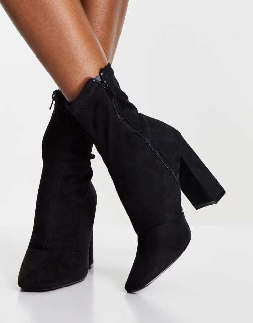 ASOS DESIGN Effect block heel sock boots in black