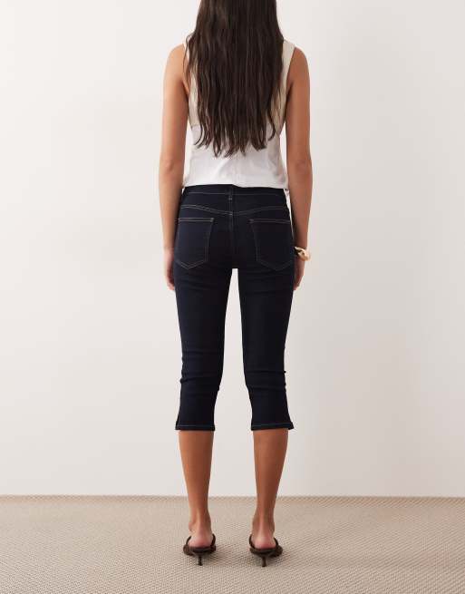 ASOS DESIGN - Effen denim capribroek met superstretch in indigo, 2 van 5