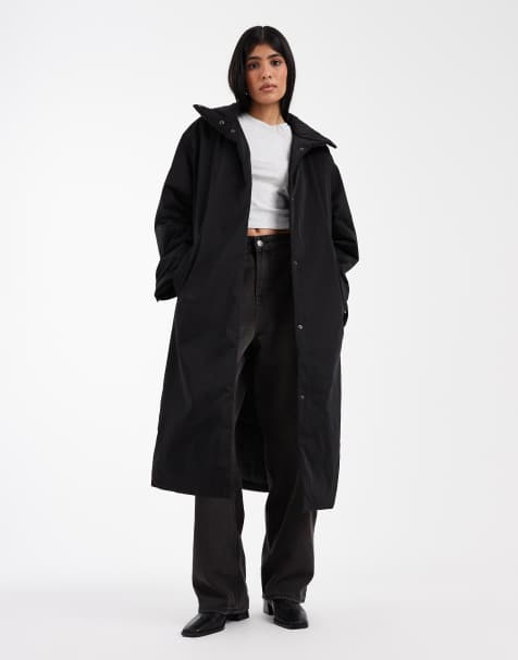 ASOS DESIGN - Effen gewatteerd jack met lange pasvorm in zwart - view 1