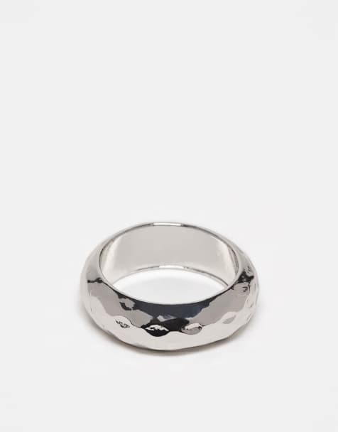 ASOS DESIGN - Effen ring met textuur in zilver - view 1