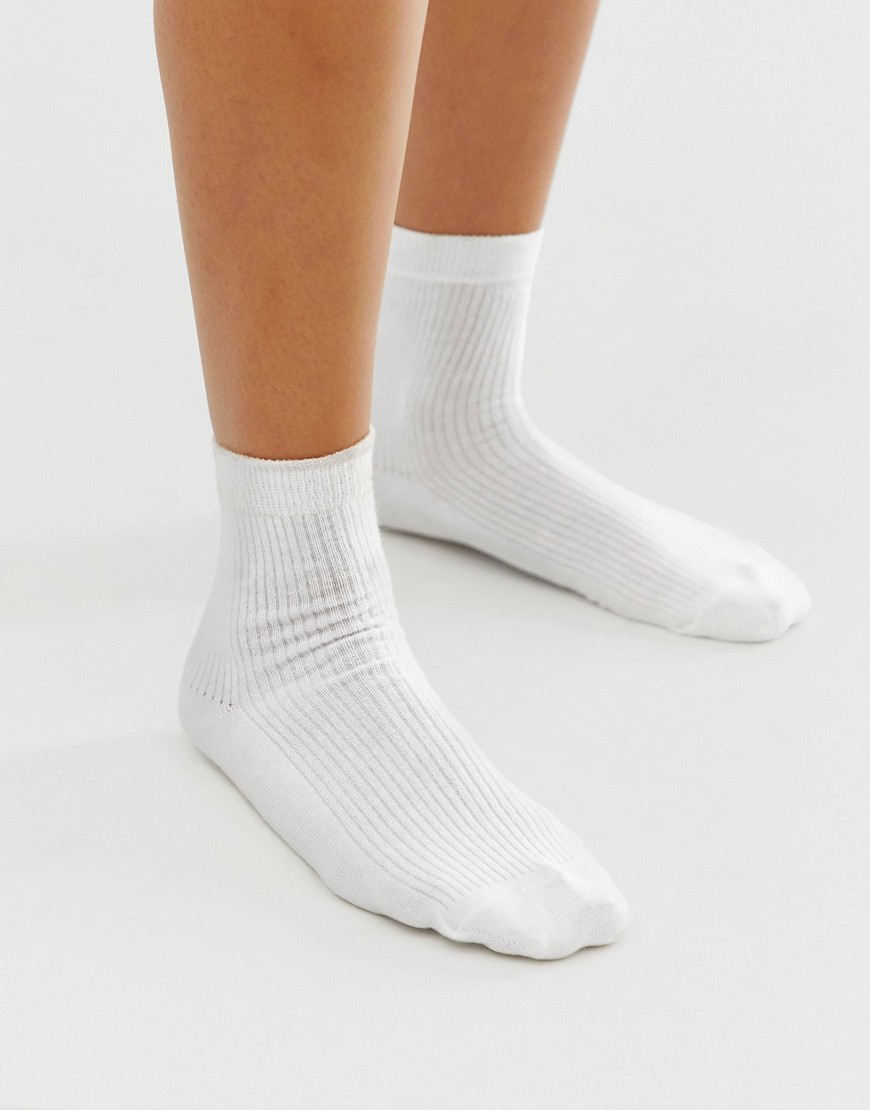 ASOS DESIGN - Effen sokken met ribbels-Wit