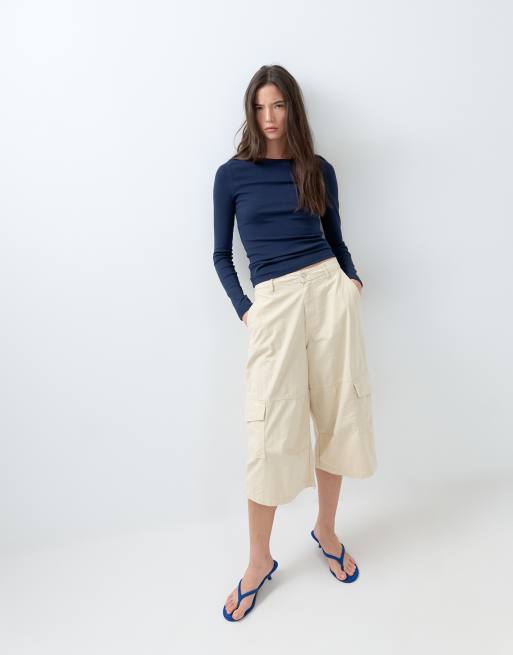 ASOS DESIGN - Effen top met lange mouwen in marineblauw, 2 van 5