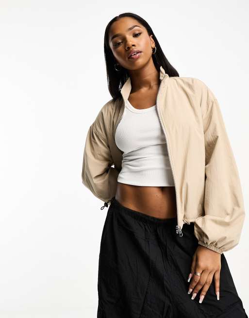  ASOS DESIGN - Effen windjack met fleecevoering in lichtbeige