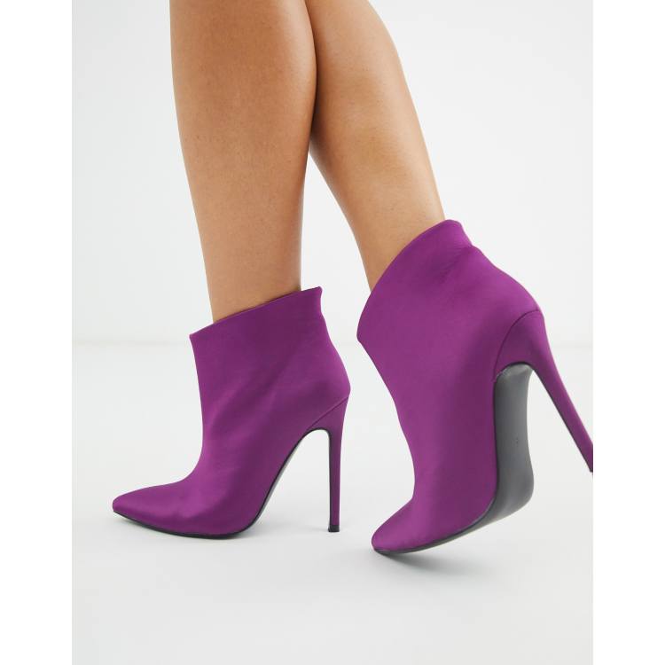 ASOS DESIGN Effortless pull on ankle boots in purple ASOS