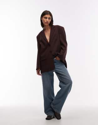 ASOS DESIGN - Einreihiger Oversize-Blazer in Pflaume-Lila