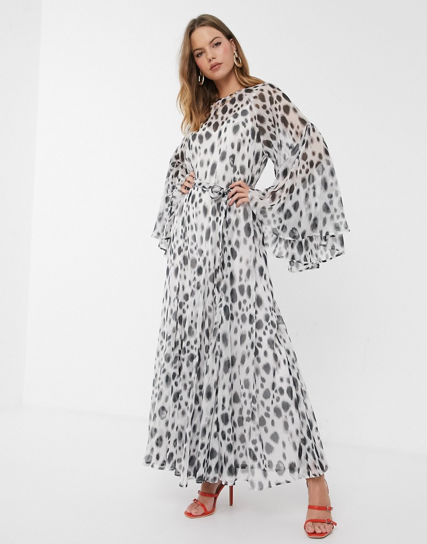 ASOS DESIGN - Eivissa - Lange zachte jurk met godets en dalmatiërprint-Multi