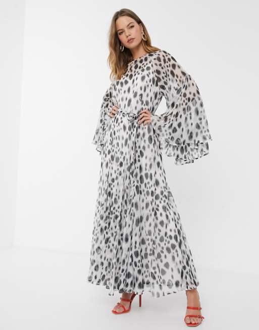 Asos design tie waist clearance maxi dress in animal print