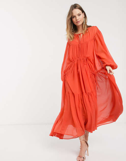 ASOS DESIGN Eivissa soft tiered maxi dress with drawstring details | ASOS