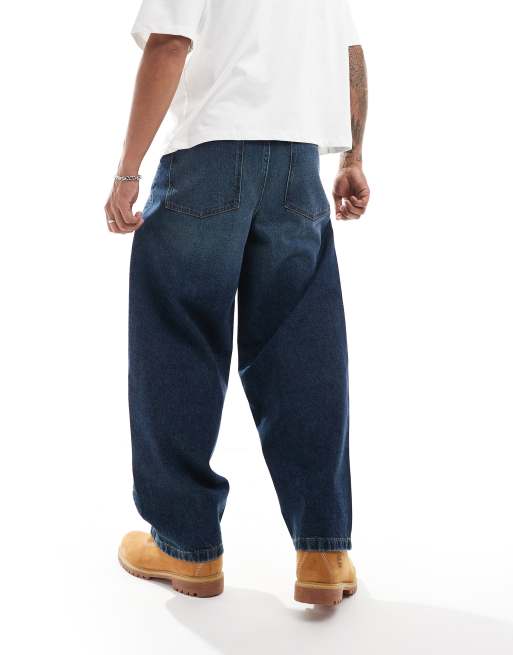 ASOS DESIGN loose fit jeans in dark wash blue
