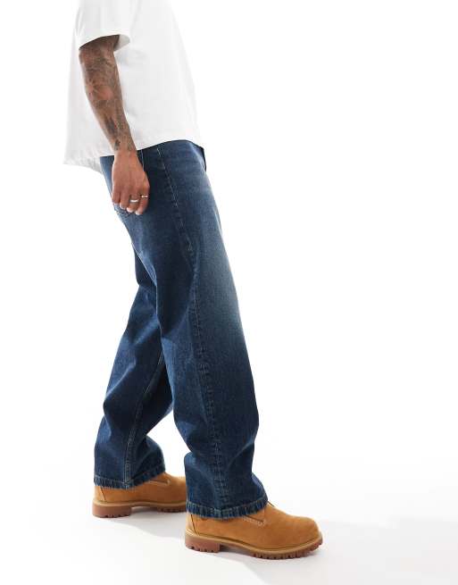 ASOS DESIGN loose fit jeans in dark wash blue