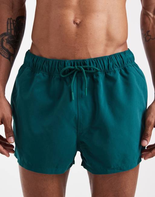 ASOS DESIGN - Ekstra korte mørkegrønne badeshorts, 4 af 5