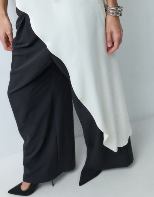 ASOS DESIGN ekstra lang asymmetrisk satin-top i ecru, 4 af 5