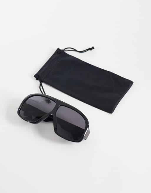 ASOS DESIGN - Ekstra store aviator-solbriller i sort med røgfarvede glas, 3 af 3