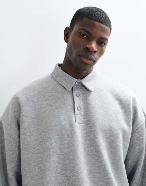 ASOS DESIGN ekstrem oversized boxy rugby-sweatshirt i gråmeleret, 5 af 5
