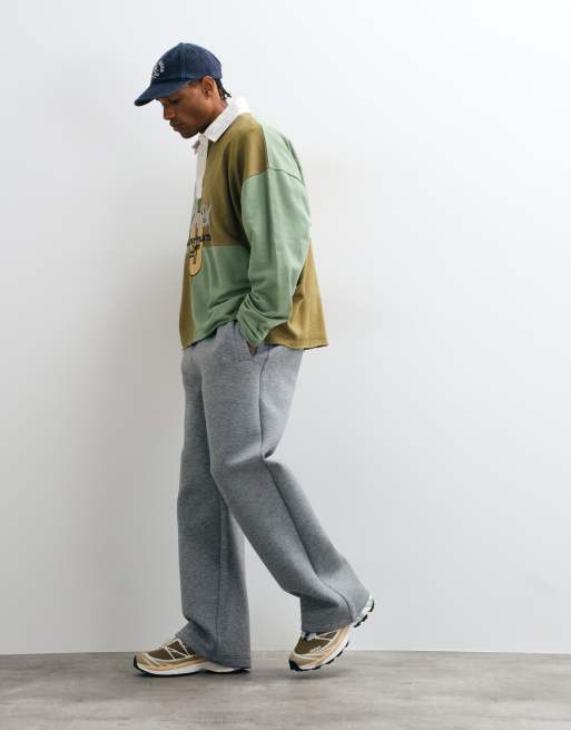 ASOS DESIGN ekstrem oversized rugby med asymmetrisk kant, ternet mønster og pigmentprint i khaki, 3 af 5