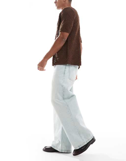 ASOS DESIGN ekstremalnie luźne jeansy w kolorze niebieskim z efektem sprania, 3 z 5
