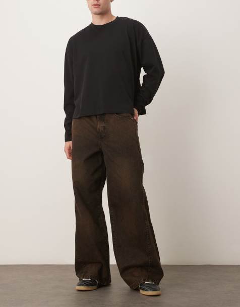 ASOS DESIGN ekstremt baggy jeans i brun vask - view 1