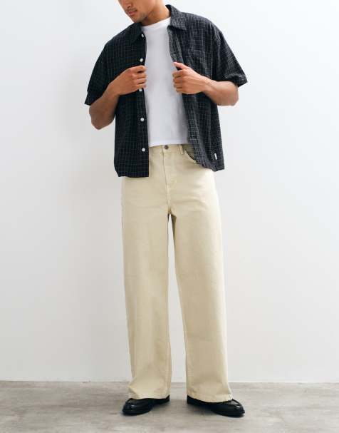 ASOS DESIGN ekstremt baggy jeans i ecru - view 1