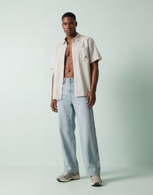 ASOS DESIGN ekstremt baggy jeans i lys vaskeblå med broderet baglomme, 10 af 12