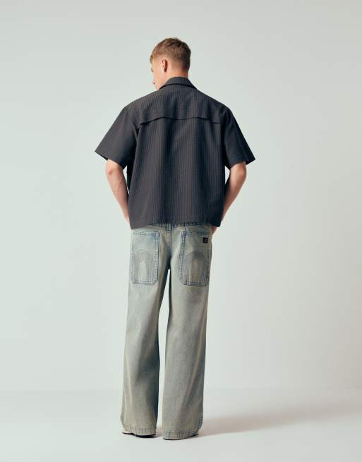 ASOS DESIGN ekstremt baggy jeans i lys vaskeblå med broderet baglomme, 3 af 12