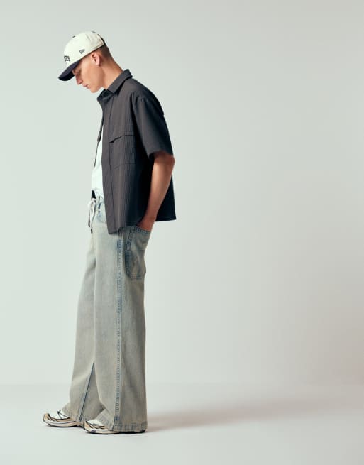 ASOS DESIGN ekstremt baggy jeans i lys vaskeblå med broderet baglomme, 5 af 12