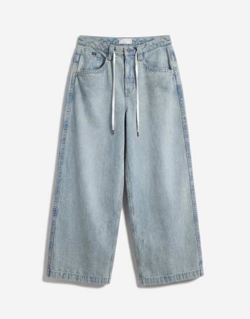 ASOS DESIGN ekstremt baggy jeans i lys vaskeblå med broderet baglomme, 6 af 12