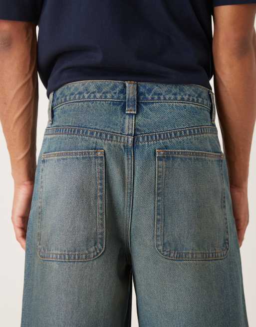 ASOS DESIGN ekstremt baggy jeans i mellemvask blå med brun tone, 5 af 5