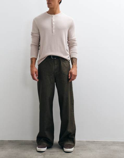 ASOS DESIGN ekstremt baggy jeans i olivenvask - view 1