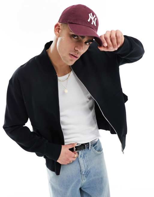 ASOS DESIGN - Ekstremt oversized bomber-jakke i kraftigt, sort stof