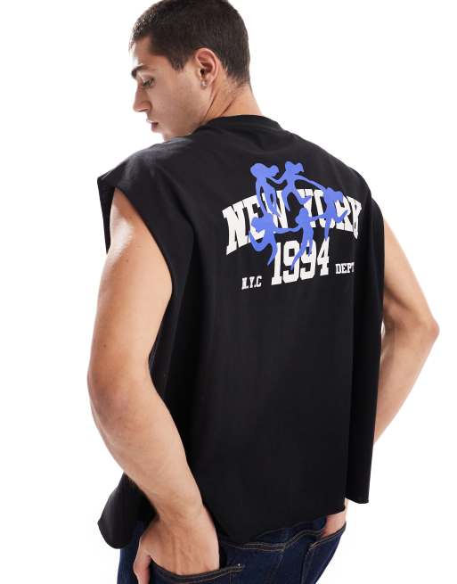ASOS DESIGN - Ekstremt oversized, cropped og sort T-shirt med New York-print