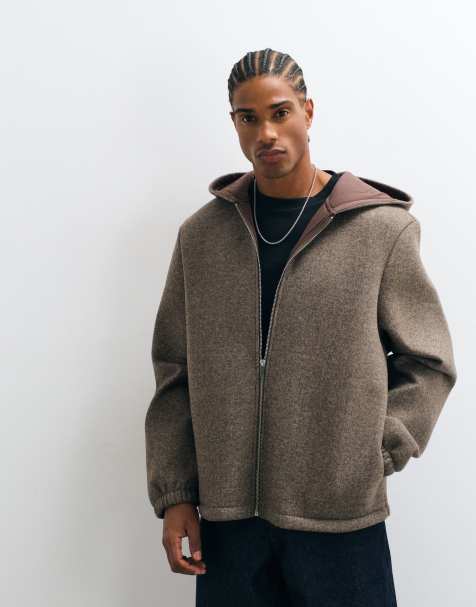 ASOS DESIGN ekstremt oversized fleece-hættetrøje med gennemgående lynlås i brun - view 1