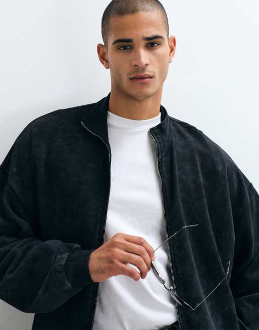 ASOS DESIGN ekstremt oversized jakke med ståkrave og syrevask i sort, 2 af 5