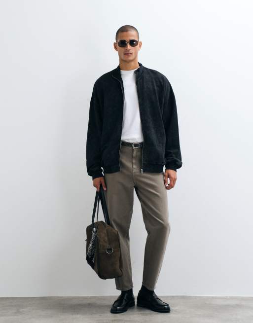 ASOS DESIGN ekstremt oversized jakke med ståkrave og syrevask i sort, 3 af 5
