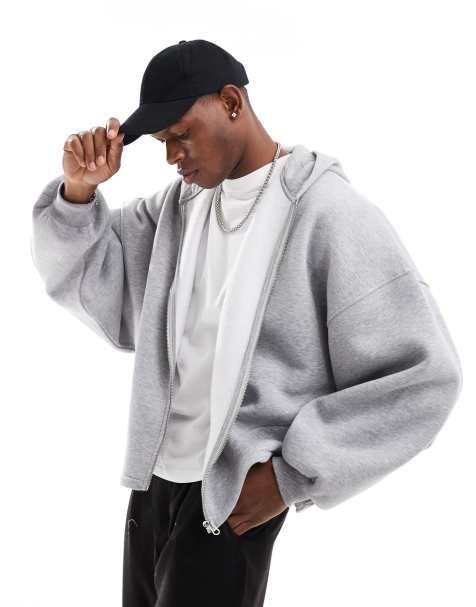 ASOS DESIGN - Ekstremt oversized og gråmeleret hættetrøje med lynlås - view 1