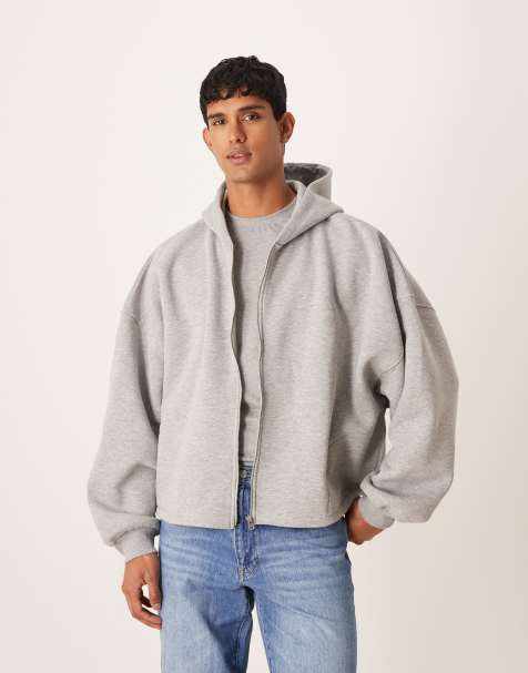 ASOS DESIGN - Ekstremt oversized og gråmeleret hættetrøje med lynlås - view 1
