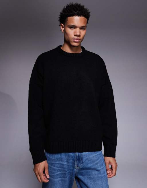 ASOS DESIGN - Ekstremt oversized og sort striktrøje med firkantet pasform