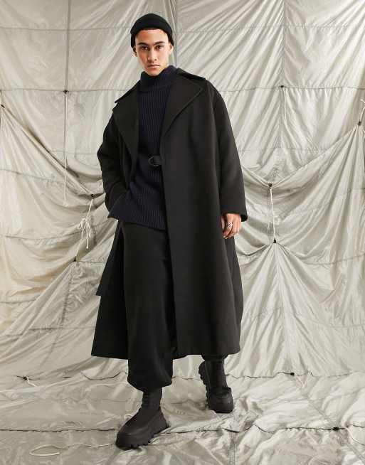 ASOS DESIGN - Ekstremt oversized overfrakke i sort uldblanding
