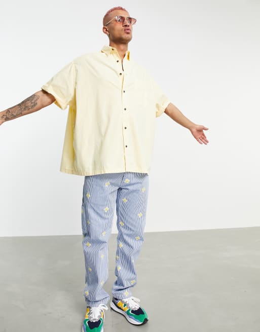 ASOS DESIGN - Ekstremt oversized poplin-skjorte med korte ærmer i citrongul
