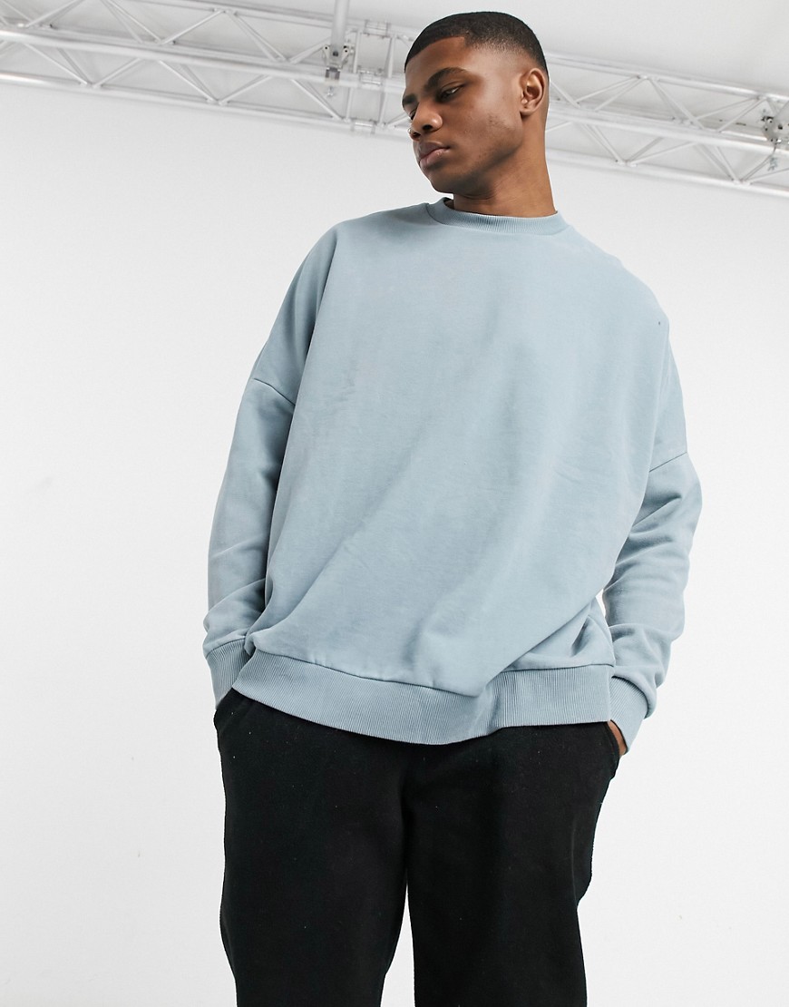 ASOS DESIGN - Ekstremt oversized sweatshirt i blågrå syrevask