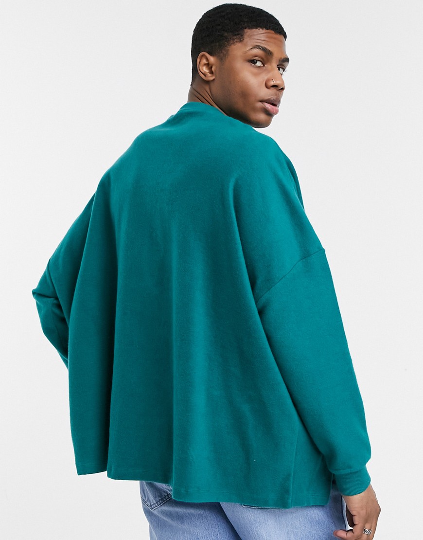 ASOS DESIGN - Ekstremt oversized sweatshirt i grøn, omvendt fleece