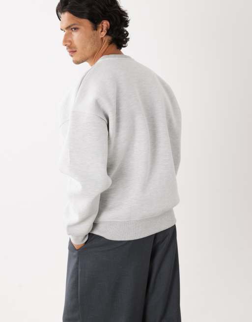 ASOS DESIGN - Ekstremt oversized sweatshirt i meleret lysegråt scuba-lignende stof, 4 af 5
