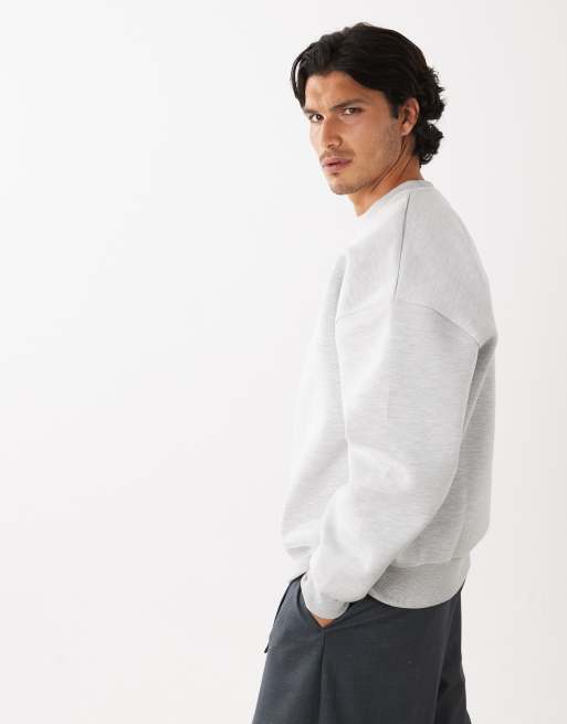 ASOS DESIGN - Ekstremt oversized sweatshirt i meleret lysegråt scuba-lignende stof, 5 af 5