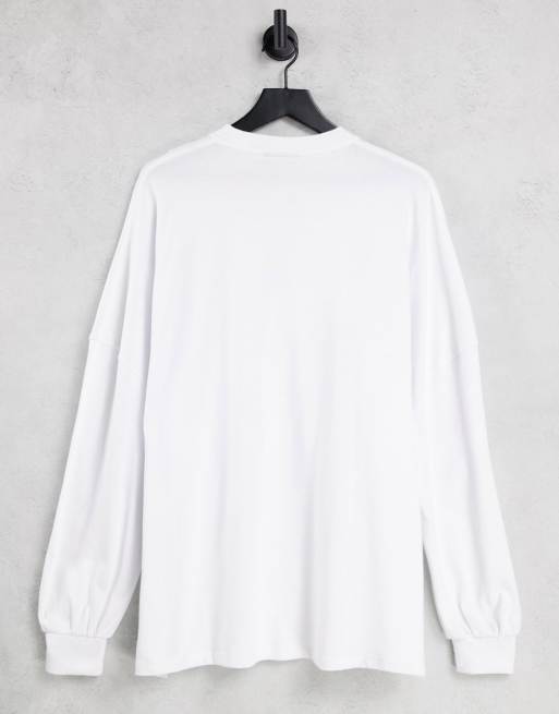 ASOS DESIGN - Ekstremt oversized T-shirt i hvid med lange ballonærmer, 4 af 4