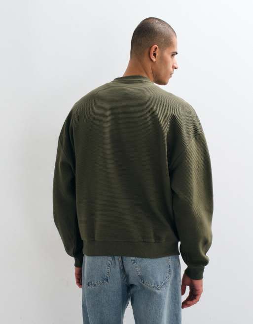 ASOS DESIGN ekstremt oversized tekstureret henley i khaki, 5 af 5