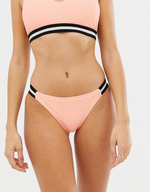 ASOS DESIGN recycled elastic trim bikini set in coral ASOS