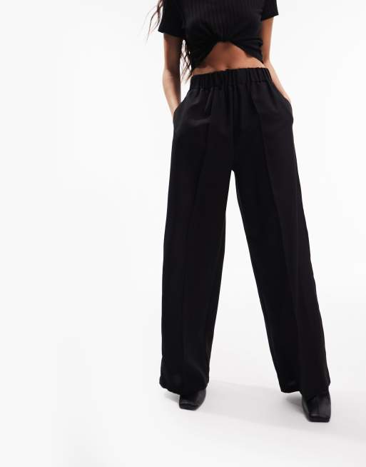 Black Elasticized Waistband Trousers