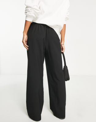 ASOS DESIGN elastic waist tailored pants in black