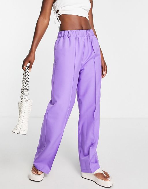 ASOS DESIGN Curve elastic waist tailored pants in purple